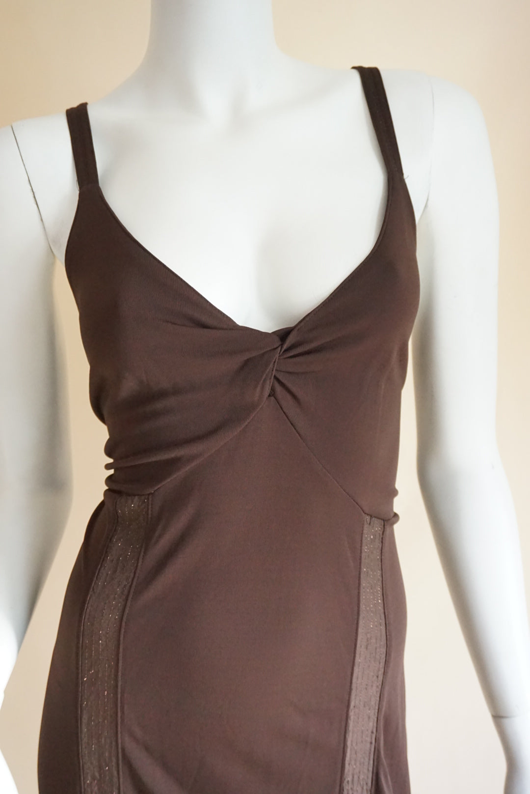 Nine West Vintage Y2K Brown Maxi Tank Accent Panel Dress - Size Large