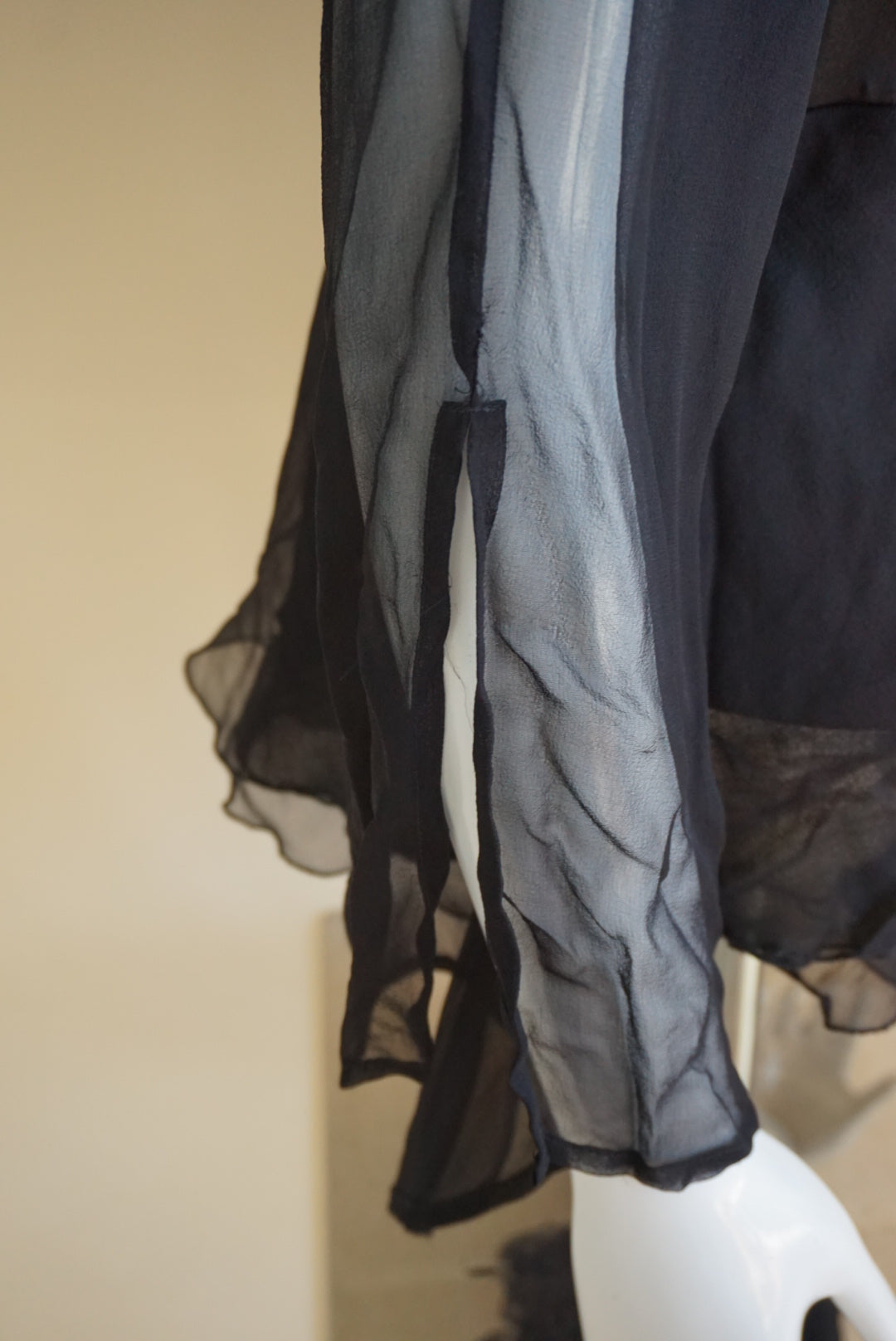 Allison Taylor Black Silk Sheer Bow Front Y2K Blouse - Size Large