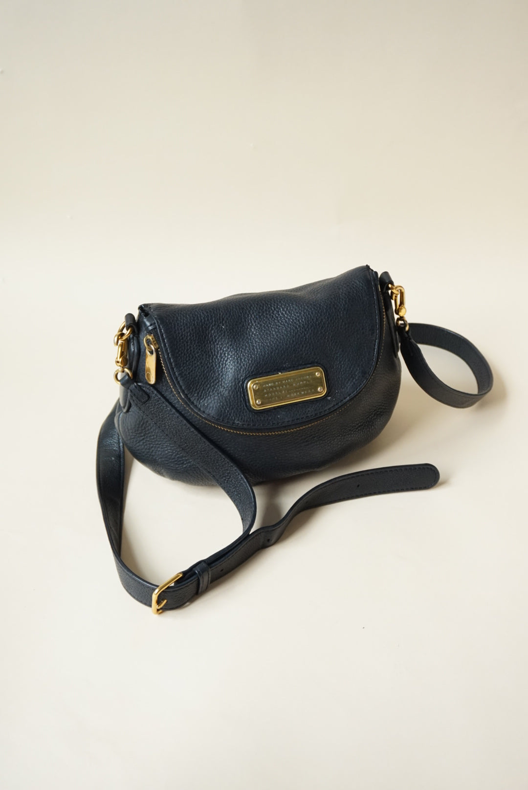 "Marc by Marc Jacobs" Classic Q Natasha Black Pebble Leather Shoulder Black Bag