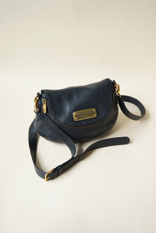 "Marc by Marc Jacobs" Classic Q Natasha Black Pebble Leather Shoulder Black Bag