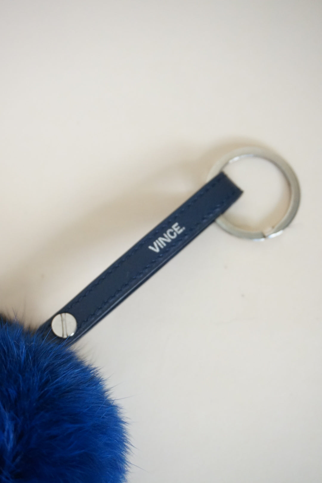 Vince Rabbit Black/ Blue Pom Pom Keychain NWOT