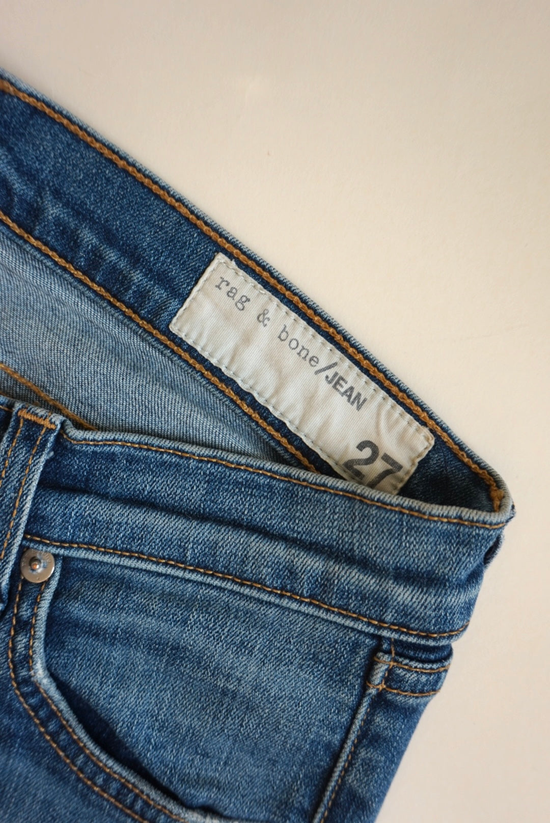 “Rag & Bone” Distressed Medium Wash Jeans - Size 27