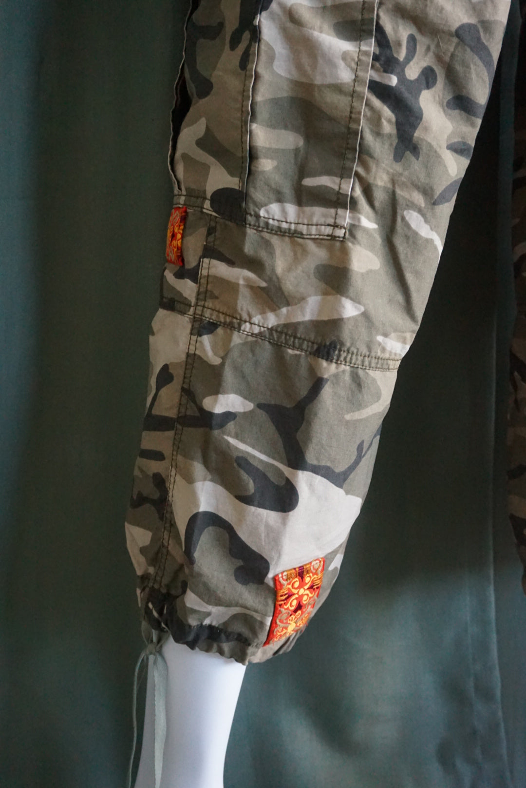 Miss Me Camo Army Print Patchwork Y2K Pants - Size Medium