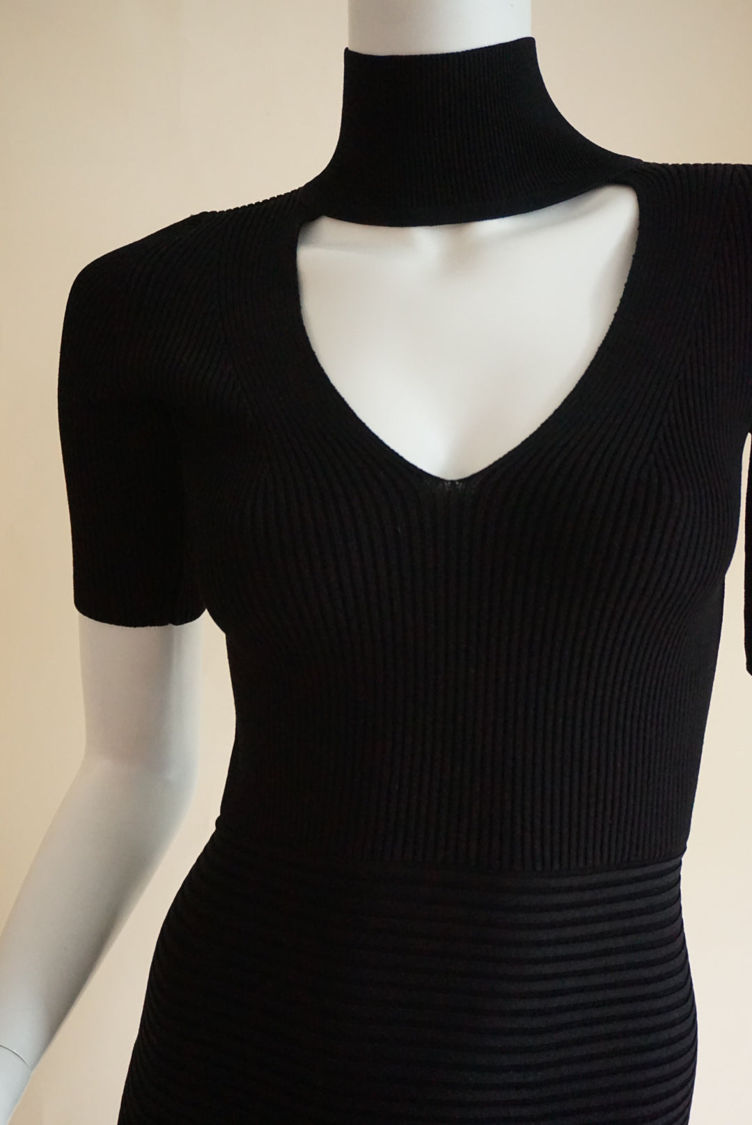 Cushnie et Ochs Turtleneck Knit Fit & Flare Black Mini Dress - Size XS