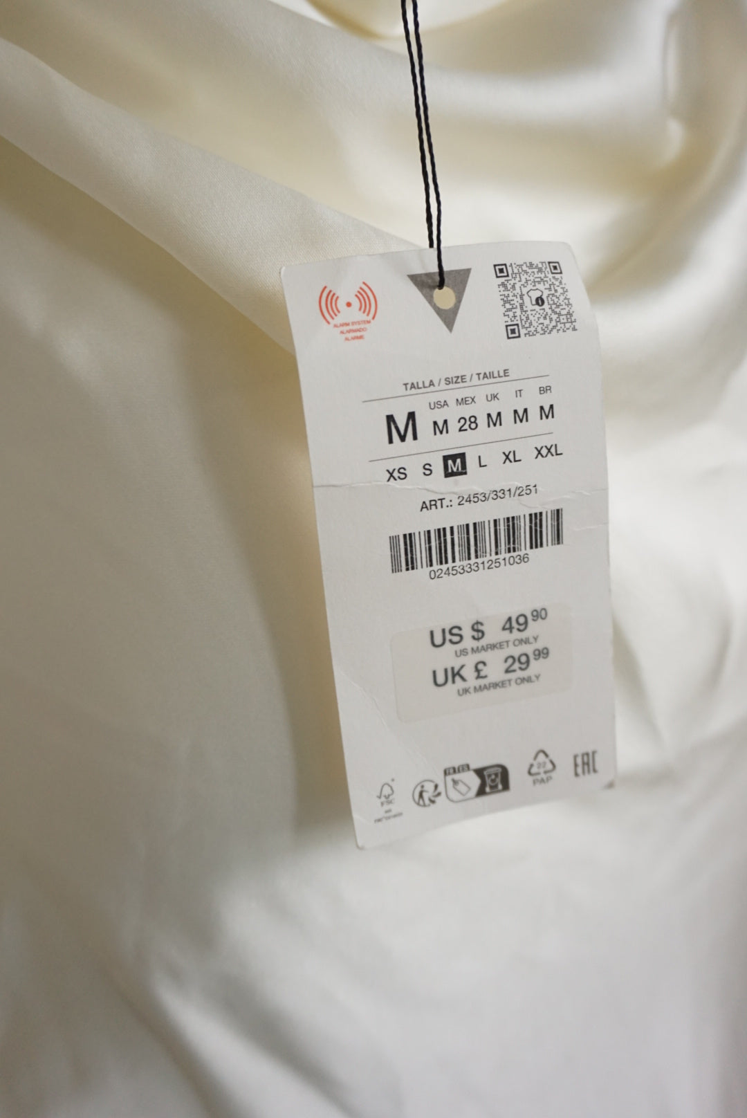 Zara Ivory Front Tie Ruched Slip Maxi Dress NWT - Size Medium