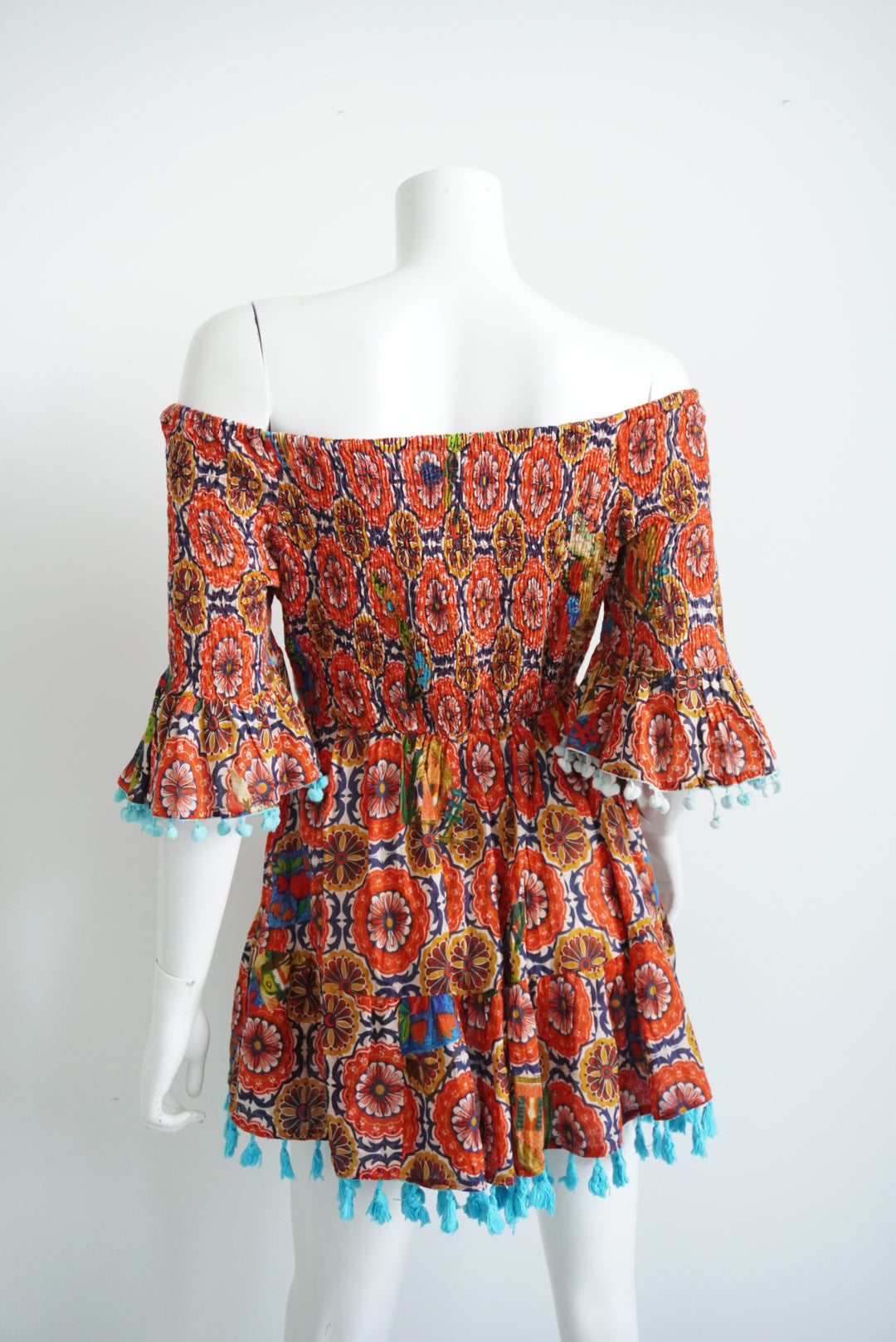 Antica Sartoria by Giacomo Cinque Beaded Shirred Mini Floral Dress - One Size