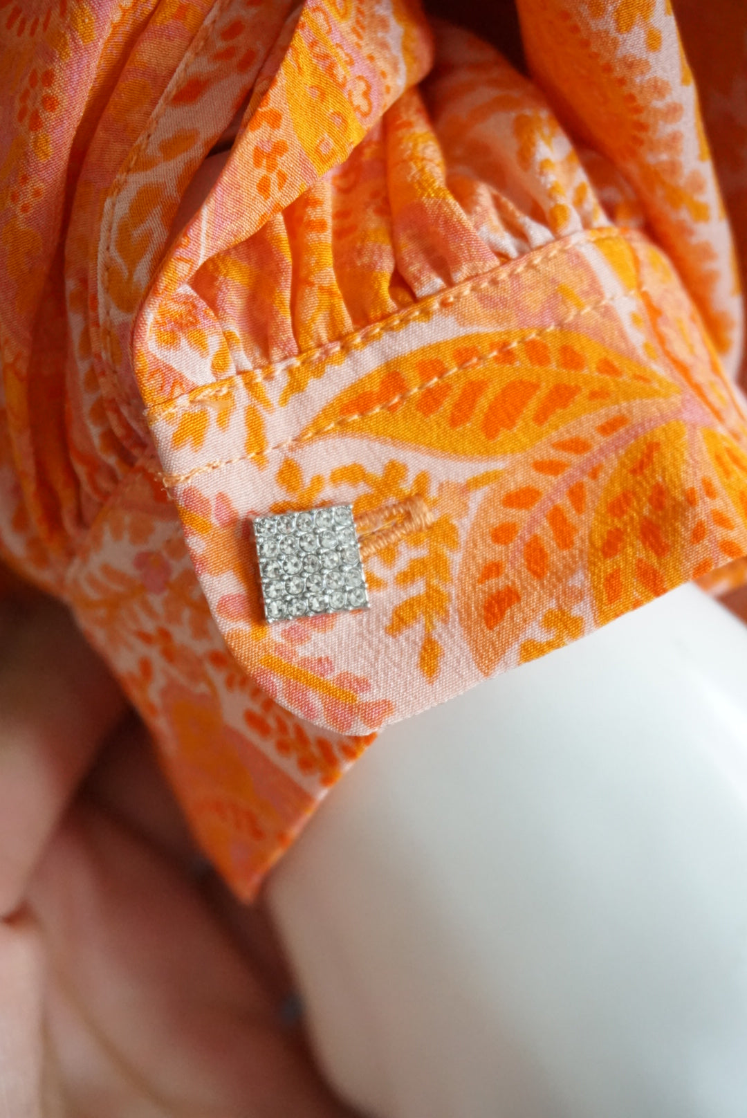 Zadig & Voltaire Orange Paisley Silk Button Up Blouse - Size Medium