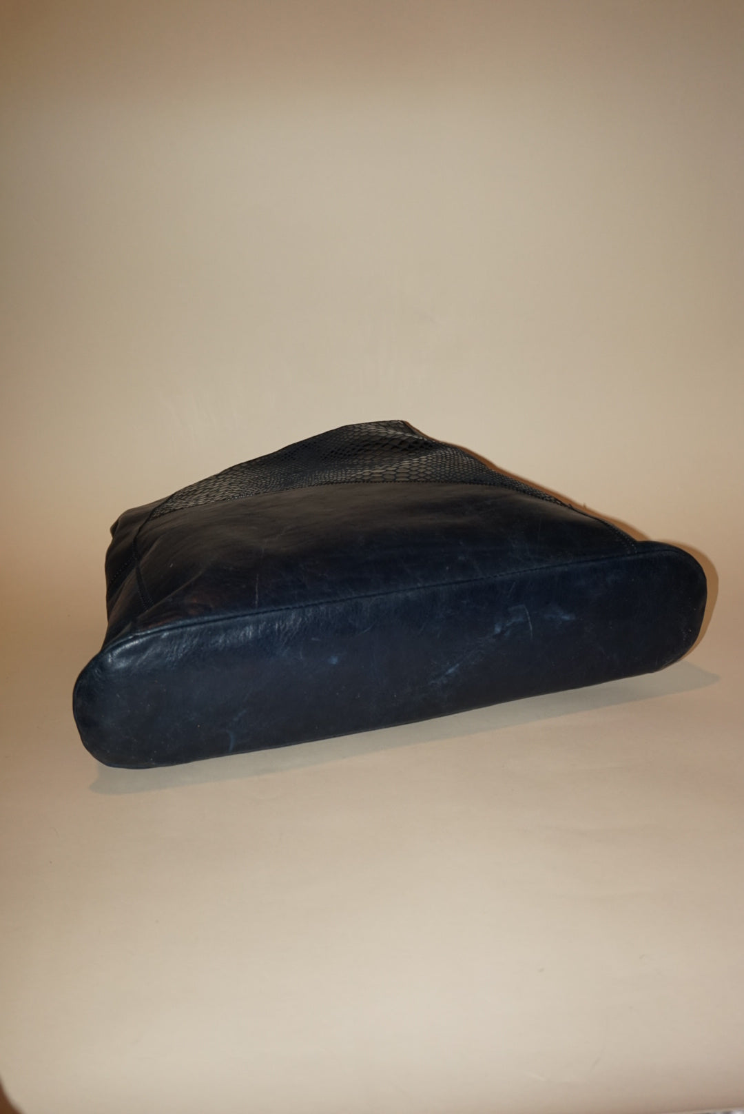 "Danny" Vintage Leather Textured Shoulder Bag Navy Blue