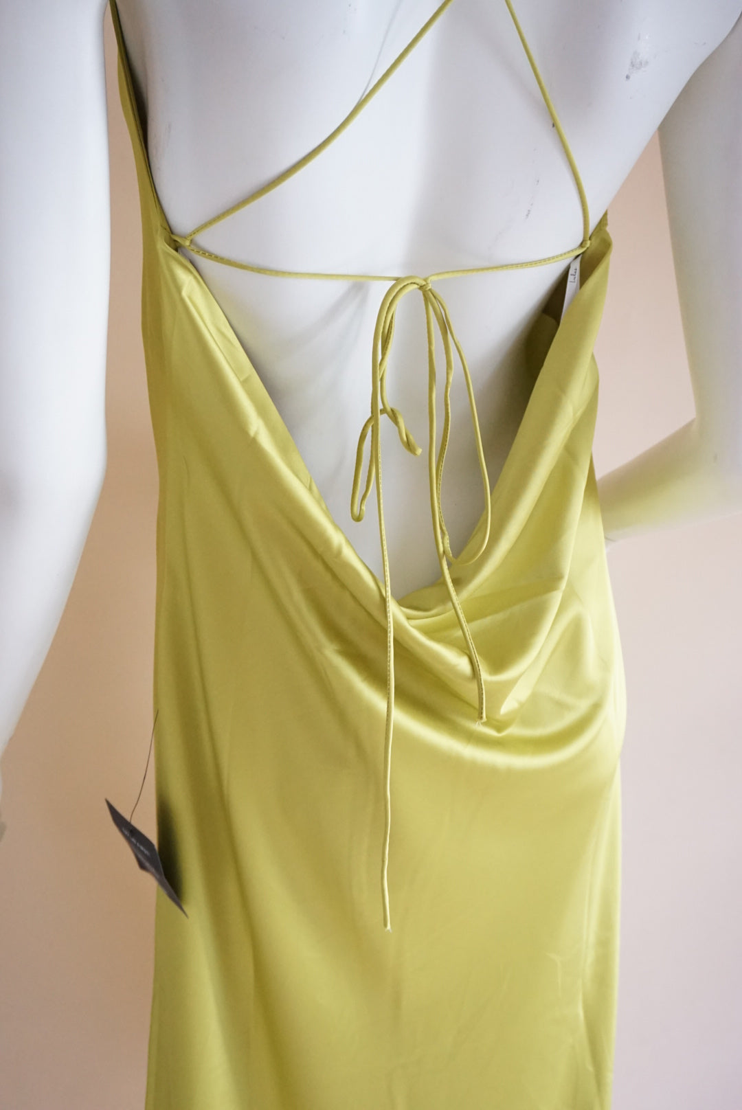 Lulu's Lime Green Cowl Neck Open Back Slip Dress NWT - Size Large