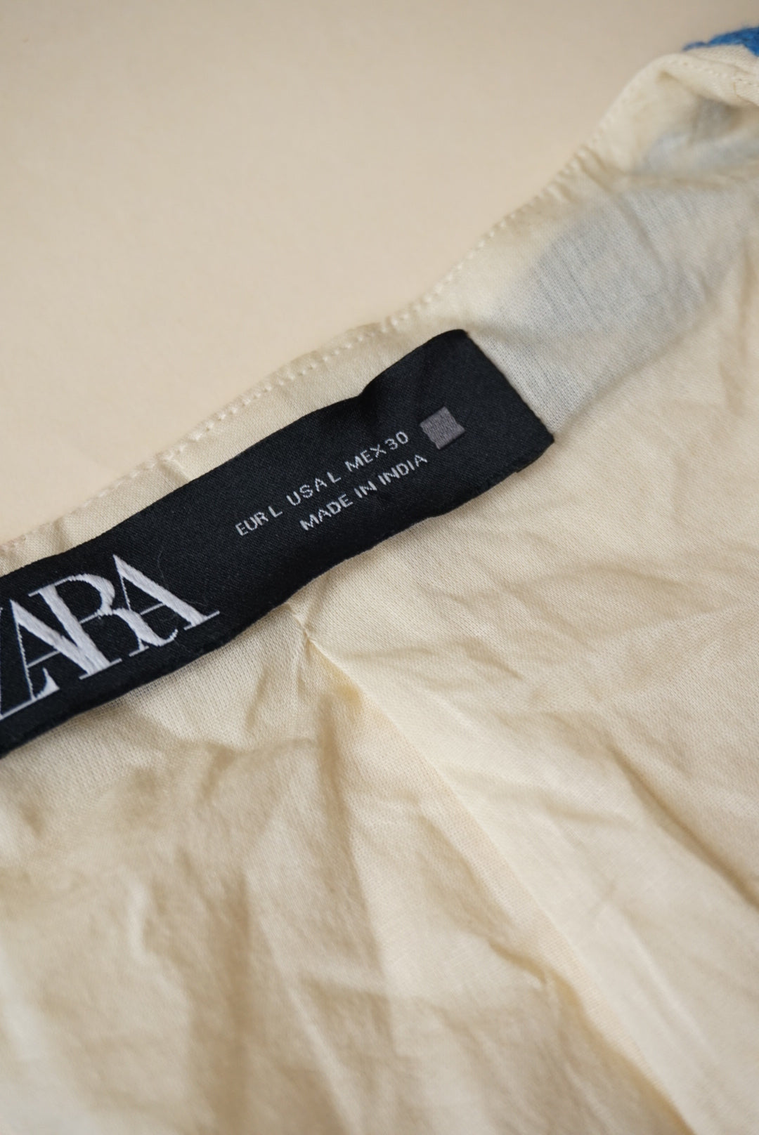 Zara Embroidered Linen Blue / Ivory Boho Vest - Size Large