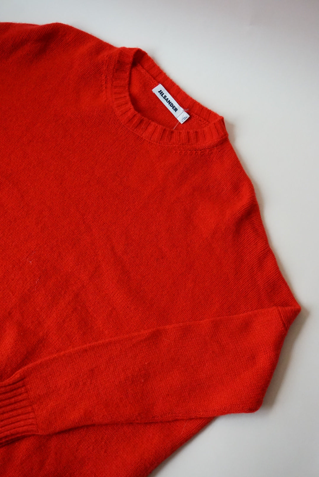 "Jil Sander" Red Cashmere Crewneck Oversized Sweater - Size Small