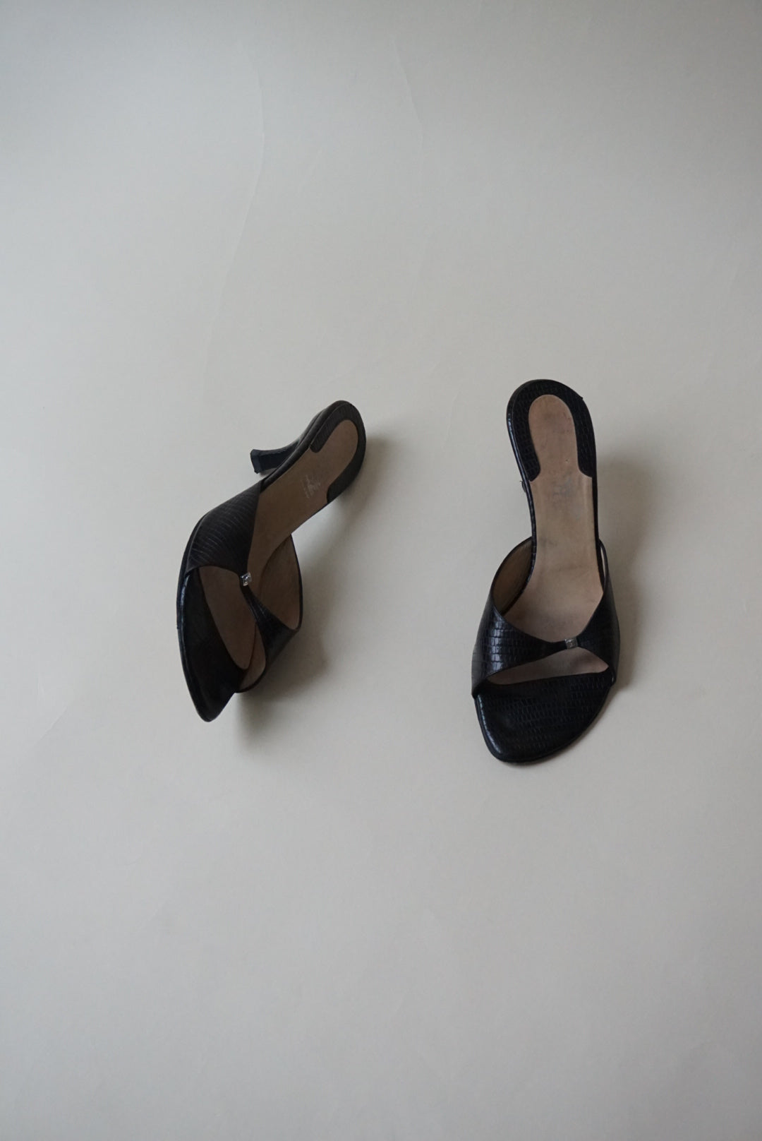 "Versace" Vintage Reptile Brown Open Toe Kitten Heels - Size 40