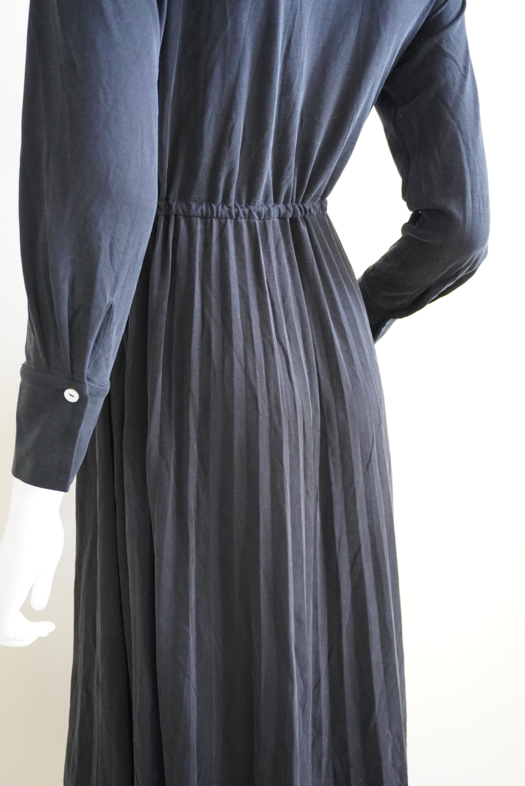 Massimo Dutti Black Wrap Lapel Accordion Tie Waist Dress - Size XS