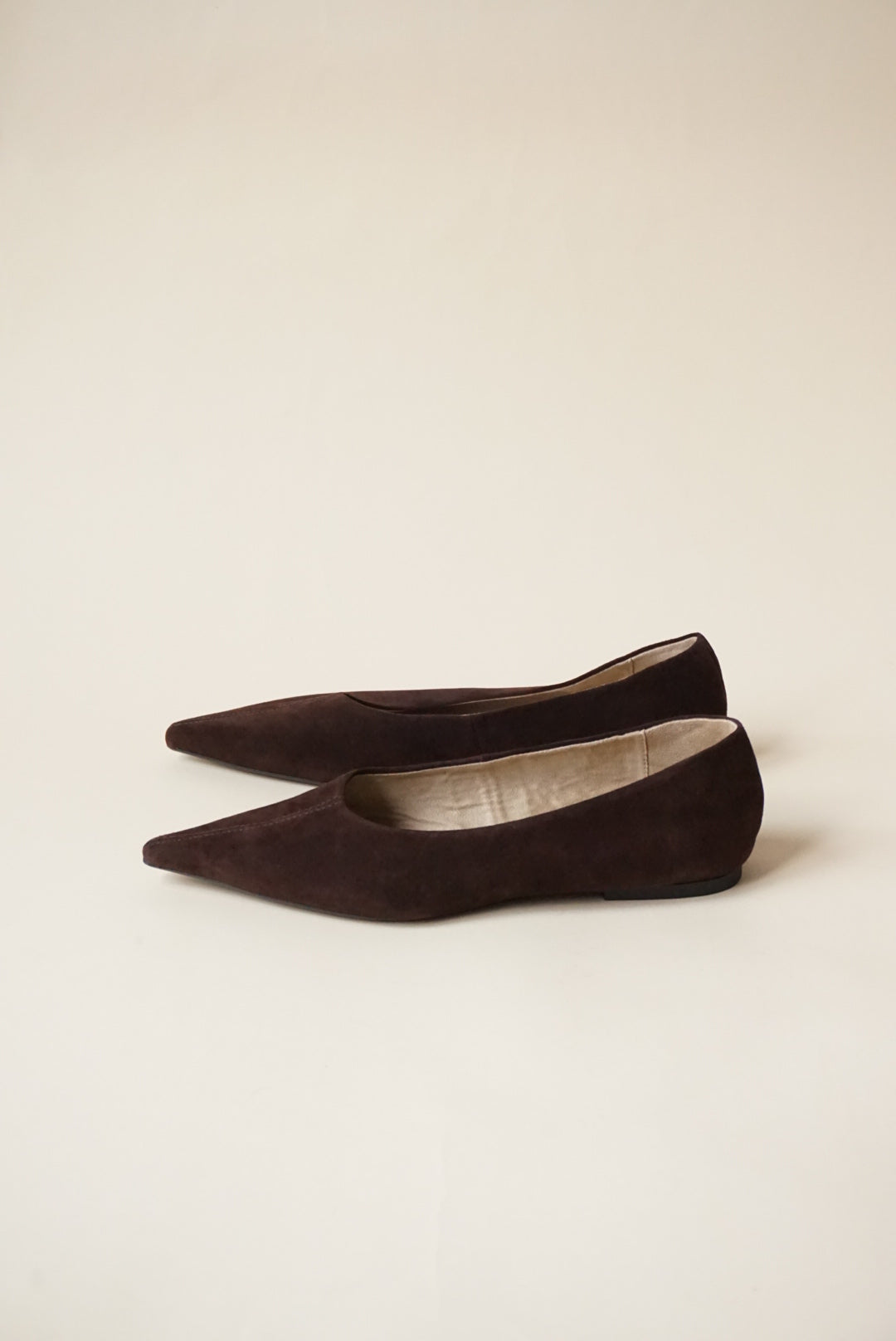 Zara Brown Pointed Toe Suede Ballet Flats - Size 38