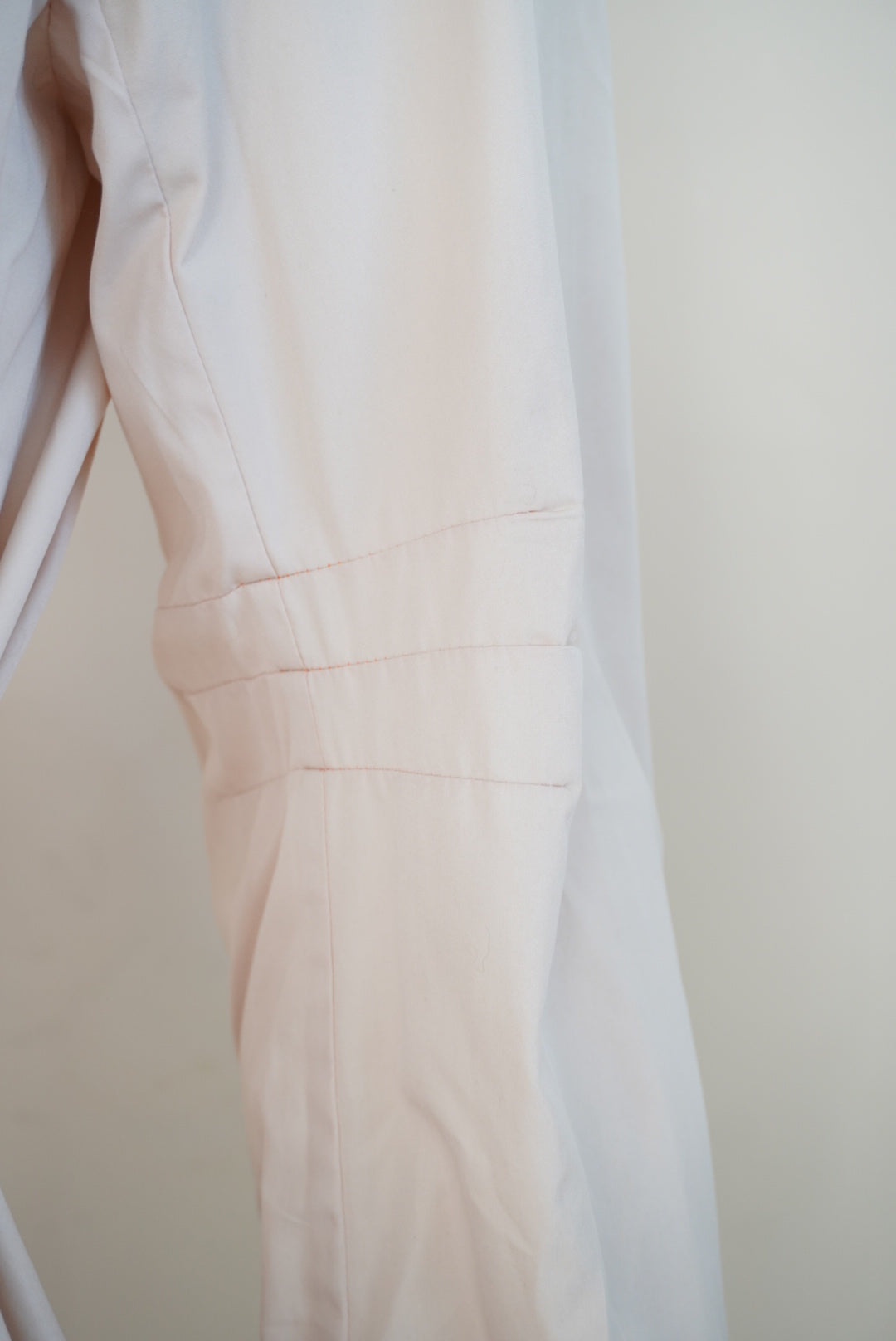 Thierry Colson Beige Orange Contrast Stitching Belted Shirtdress - Size Medium