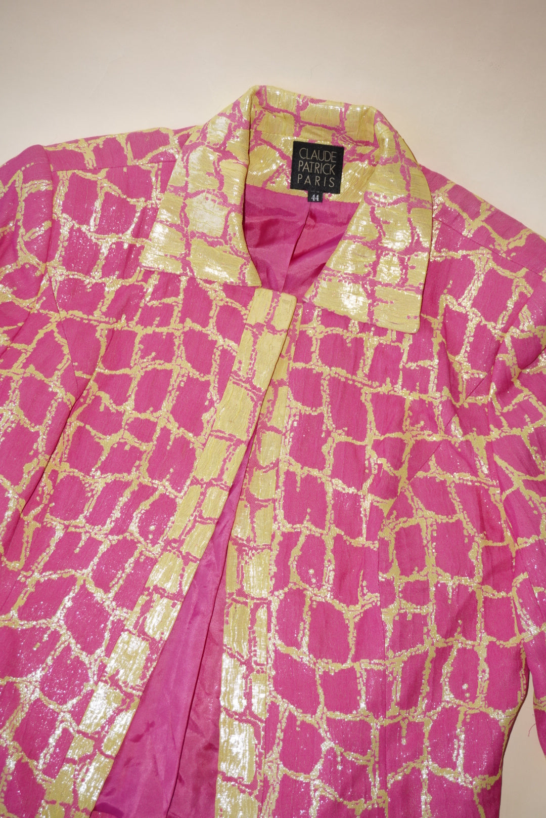 Claude Patrick Paris Pink & Yellow Reptile Blazer - Size 44