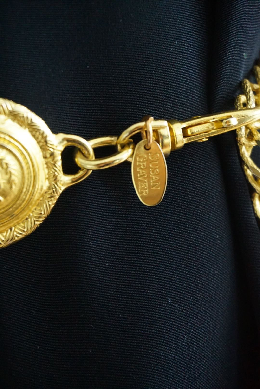 Vintage 80's Susan Graver 3-Tier Gold Chain Belt