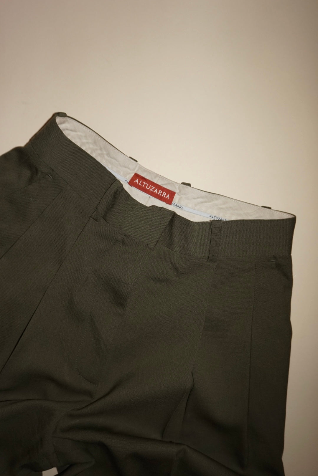 “Altuzarra” Tapered Breeches Green Wool Trousers - Size 34