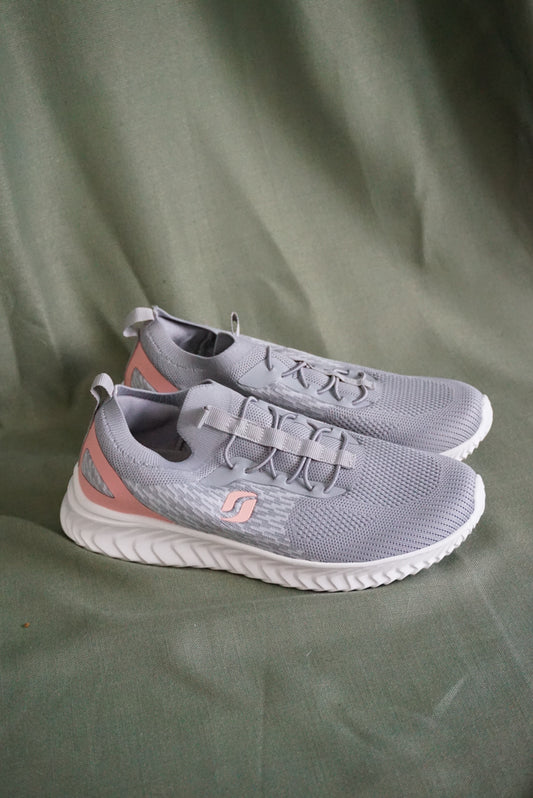 STQ Slip On Walking Grey Pink Knit Sneakers - Size 8.5