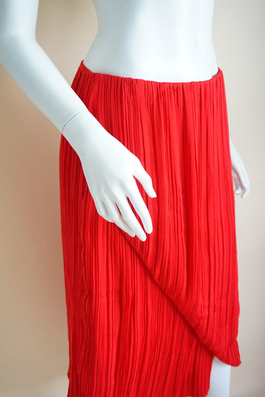 Love Bonito Studio Sorrel Red Pleated Plisse Foldover Midi Skirt NWT - Size 8