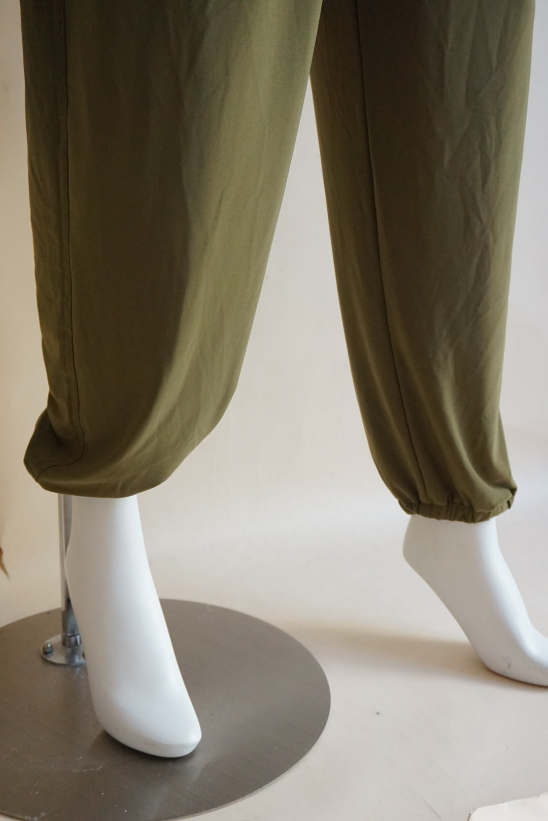 Norma Kamali Olive Green Utility Cargo Lycra Jumpsuit - Size Large