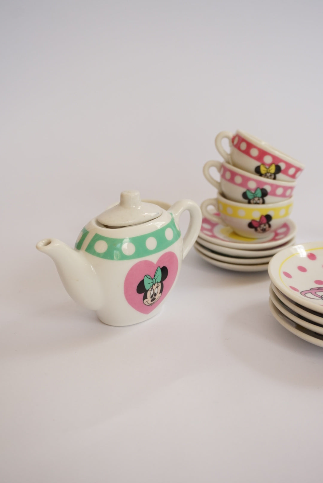 Vintage Disney "Minnie N Me" Child's Mini China Tea Ceramic Set Made in Japan 14pcs