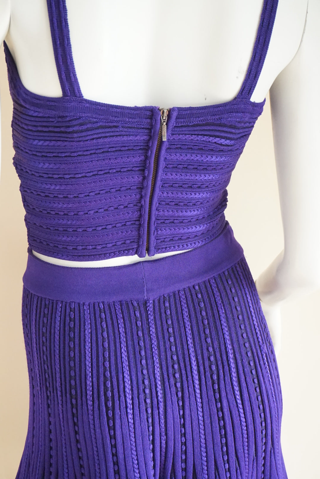Paola Bernardi Purple Knit Cropped Top & Skater Skirt Set - Size XS