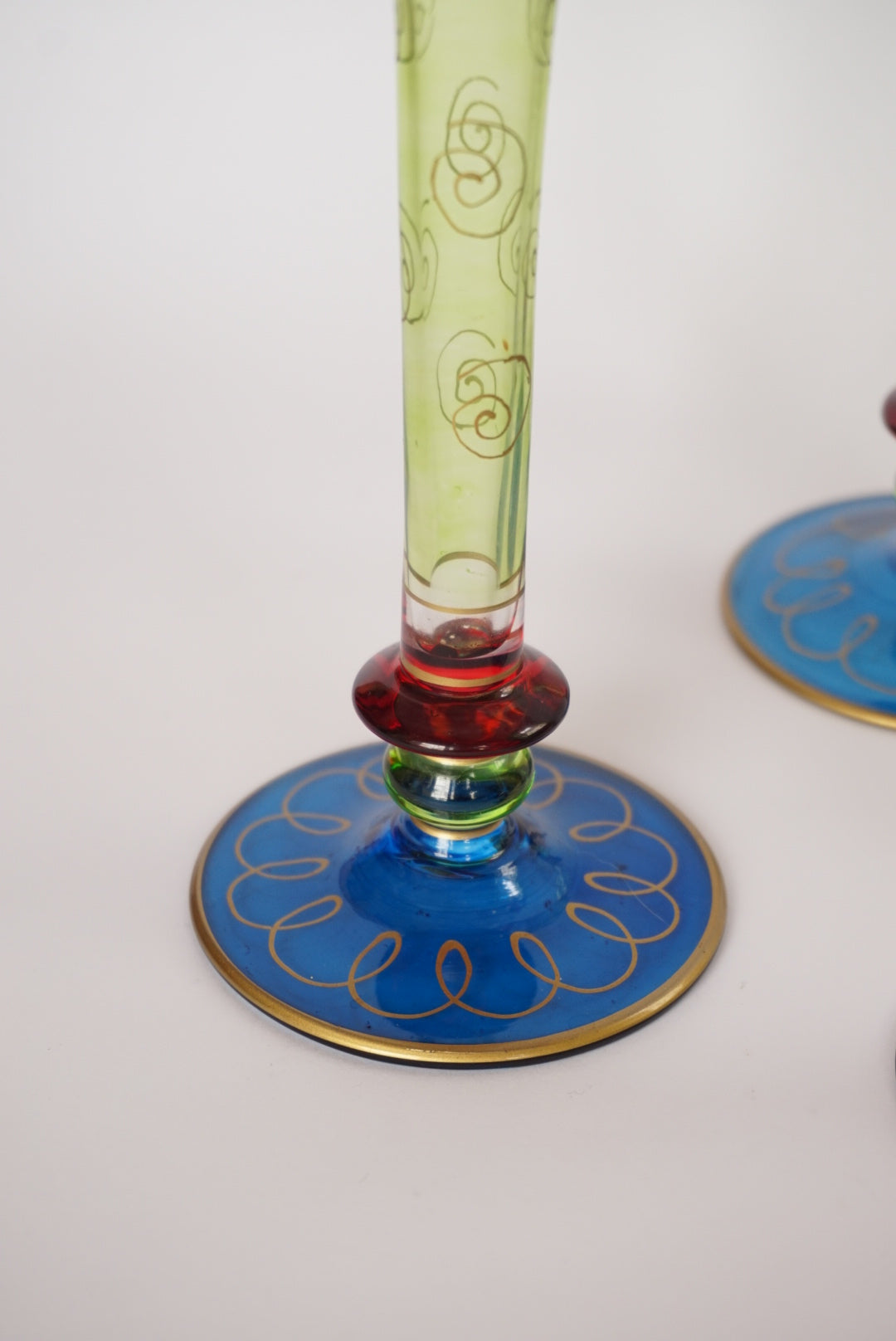 Vintage Pier 1 Fiesta Flute Champagne Hand Blown Glasses - Set of 4