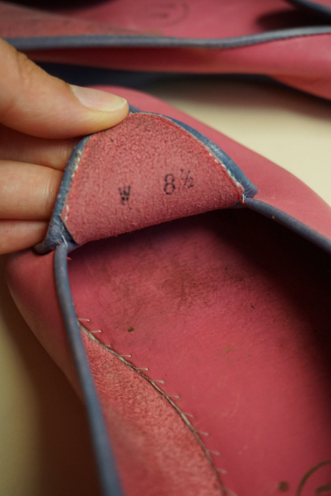 "Belgian Shoes" Pink/Purple Leather Midinette Loafers - Size 8.5