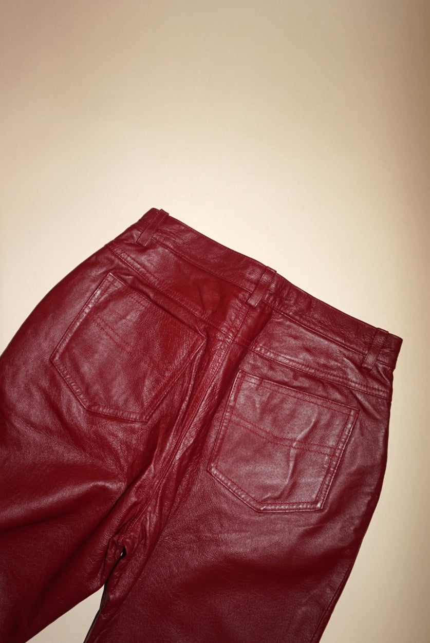 "Newport News Easy Style" Vintage Red Leather Pants NWT - Size 8P