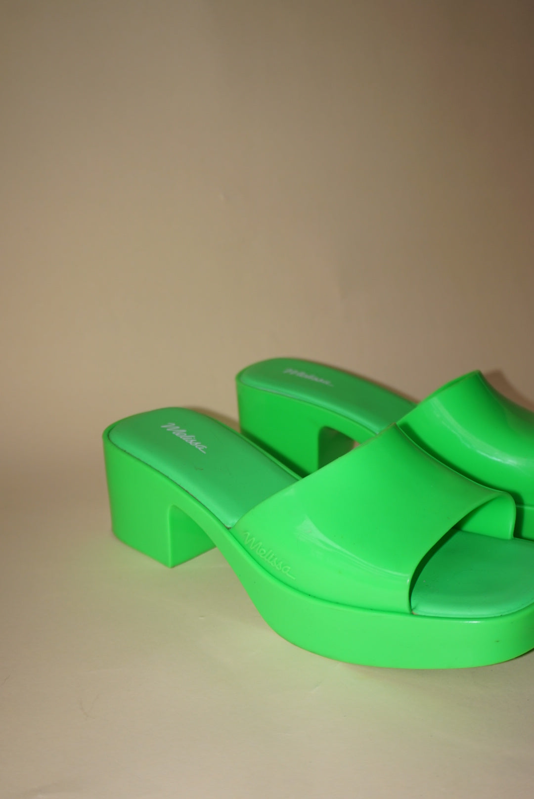 Melissa "Shape" Lime Green Y2K Style Mule - Size 7