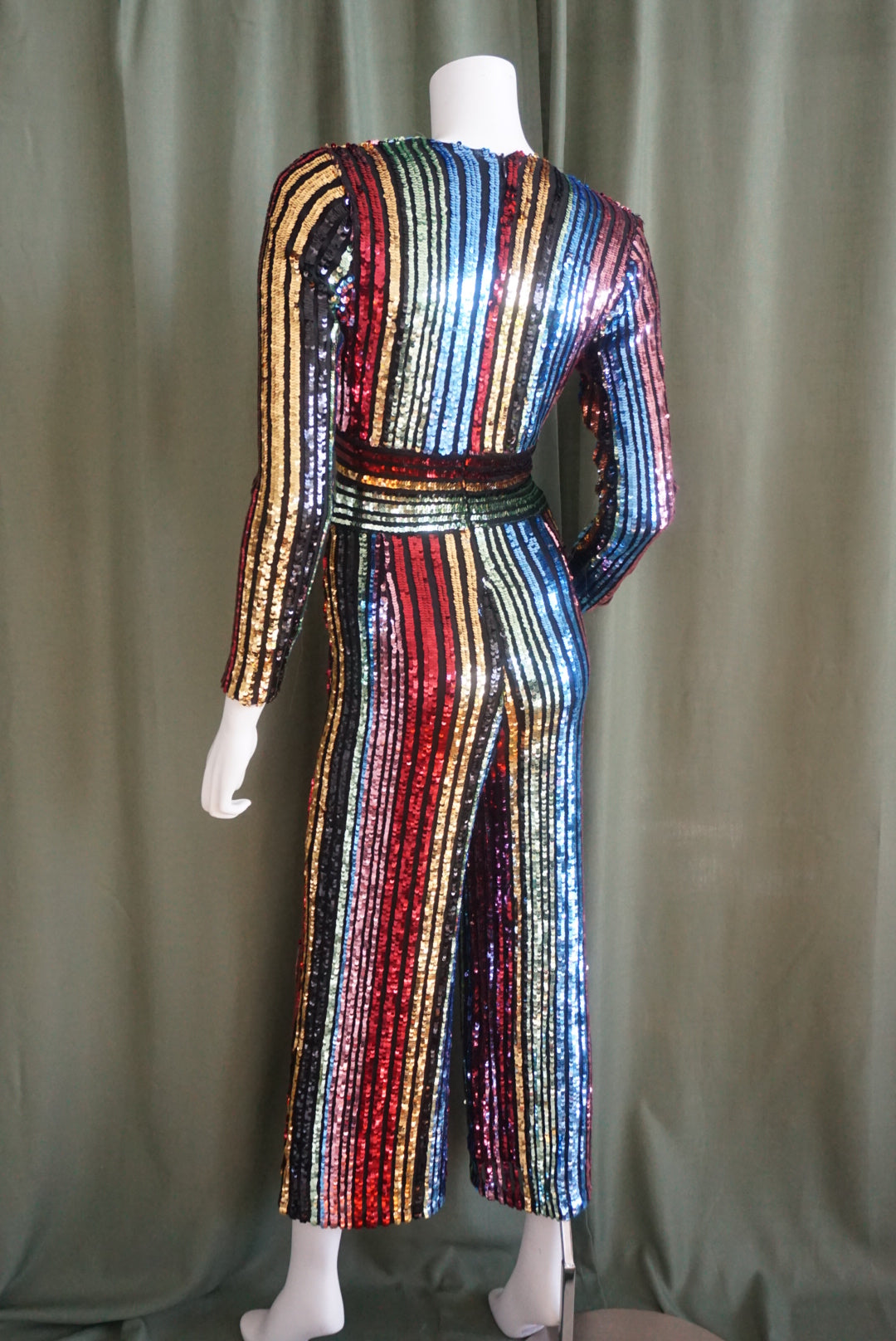 Athina Multicolored Sequin Plunge Jumpsuit - Size Small