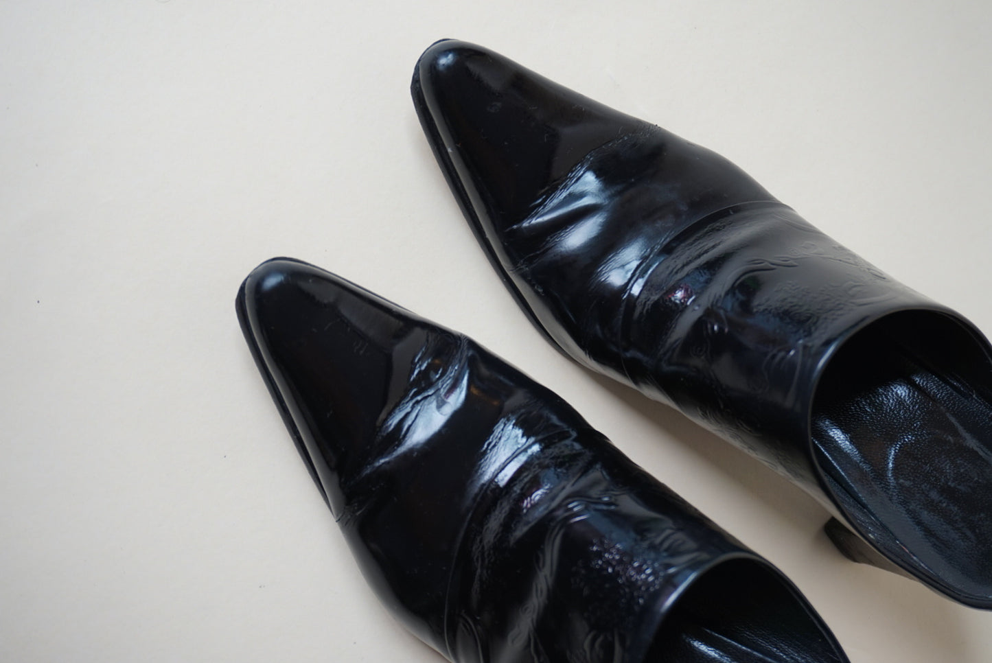 Studio by "Via Spiga" Western Heeled Leather Black Heeled Mules - Size 8.5