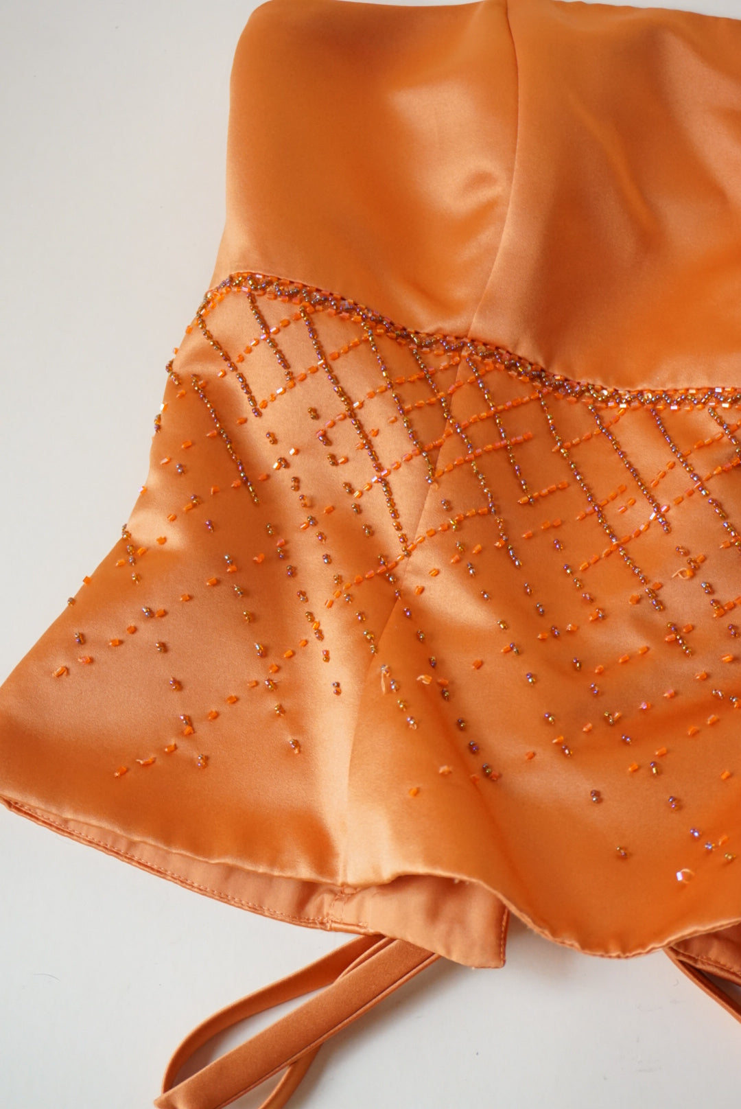 Pinky & Me Y2K Orange Lace Up Beaded Corset - Size 10