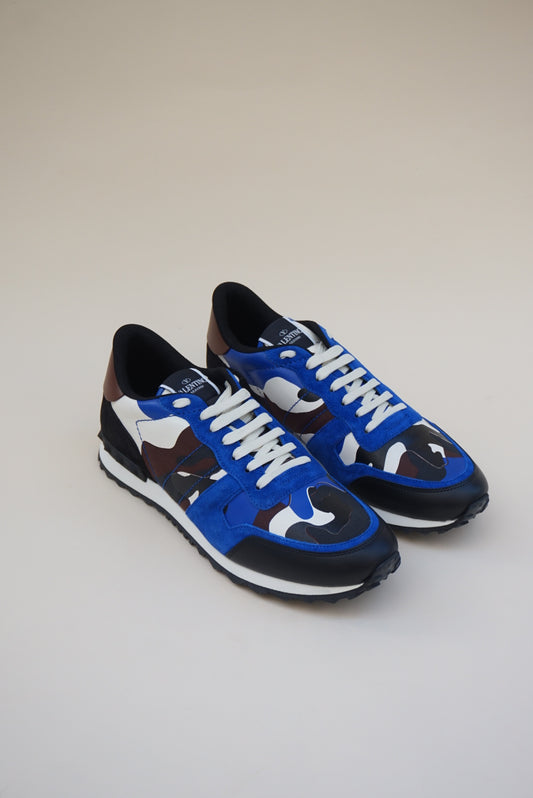 “Valentino Garavani” Blue Rockrunner Camouflage Print Sneakers NWT W/BOX - Size 45
