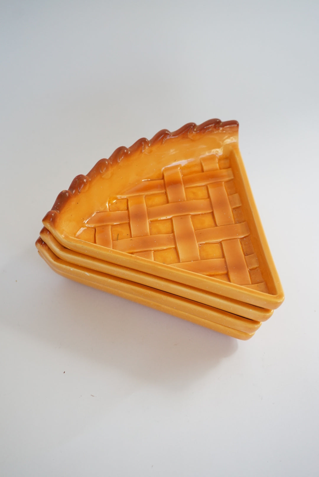 Vintage Knobler Japan Stamped Set of 4  Pie Slice Ceramic Plates
