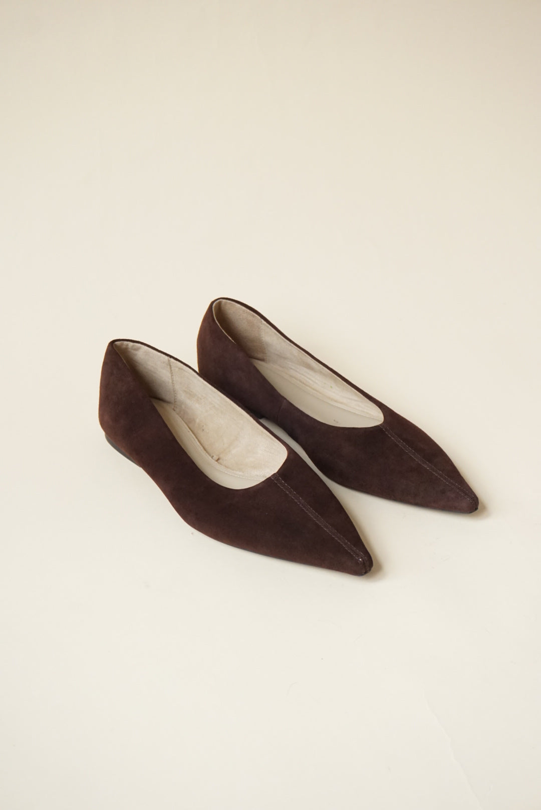 Zara Brown Pointed Toe Suede Ballet Flats - Size 38