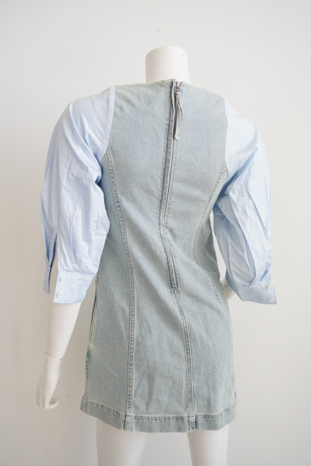 Something Navy Denim Arielle Pearl Button Mini Blue Dress NWT - Size 4