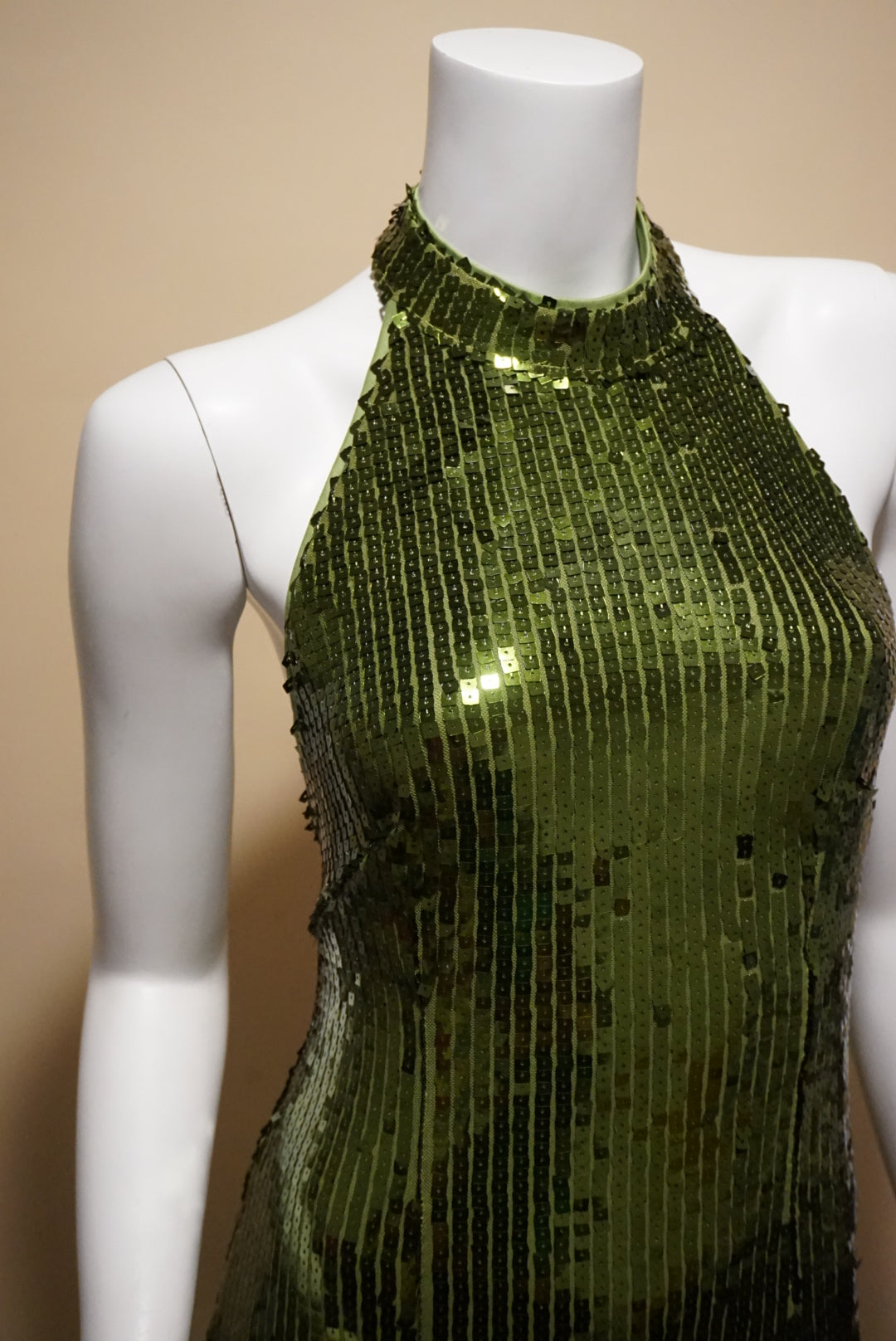 "Boohoo" Green Halterneck Backless Sequin Dress - Size 14