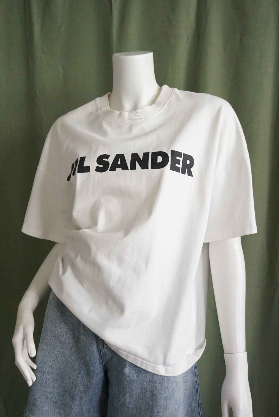 Jil Sander White Cotton Heavy Weight Oversized Logo Tee