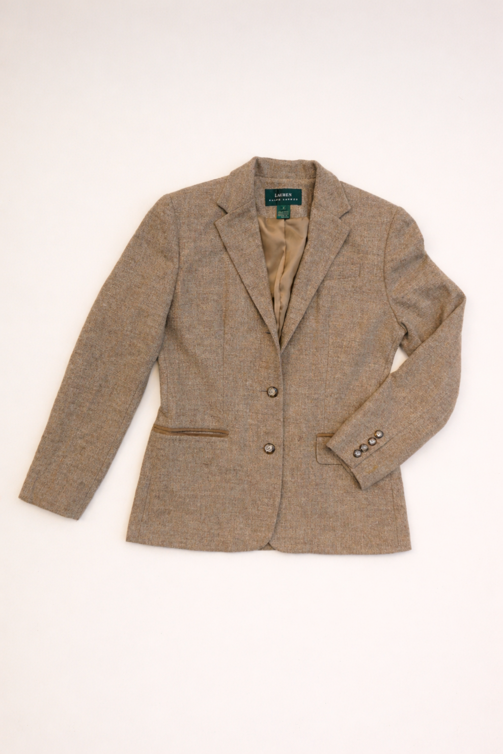 "Lauren Ralph Lauren" VTG Wool Tweed Equestrian Horse 3 Buttons Blazer - Size 4