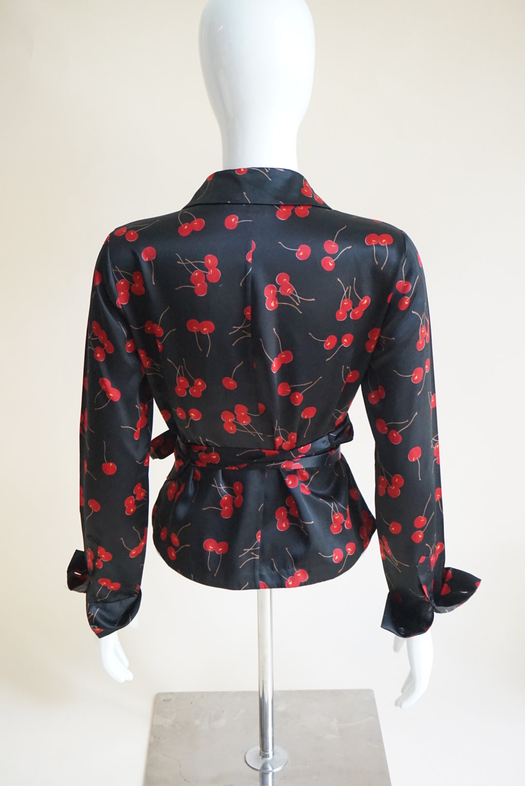 City DKNY Vintage Cherry Silk Wrap Top - Size 2