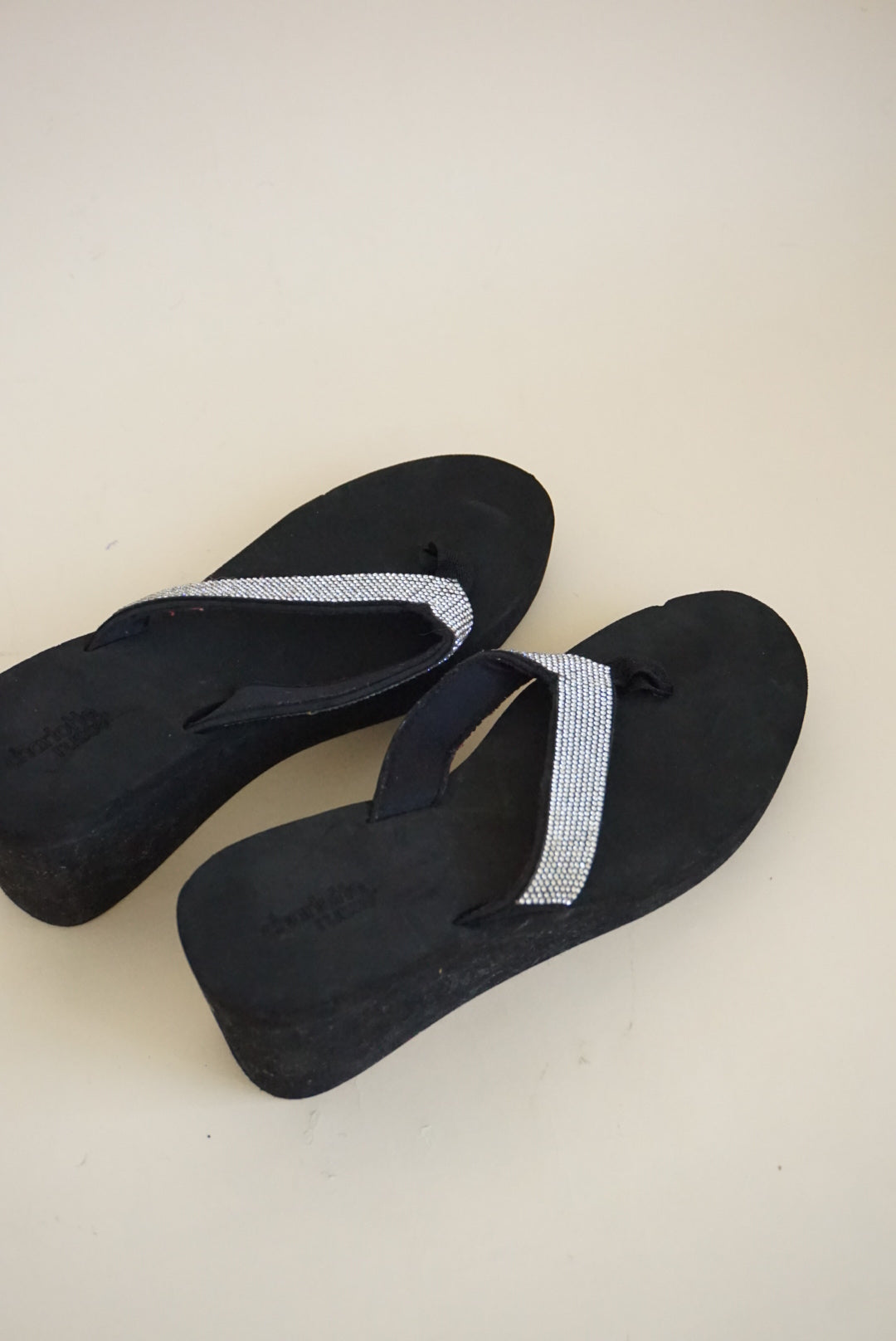 Charlotte Russe Y2K Black Rhinestone Platfrom Sandals - Size 9