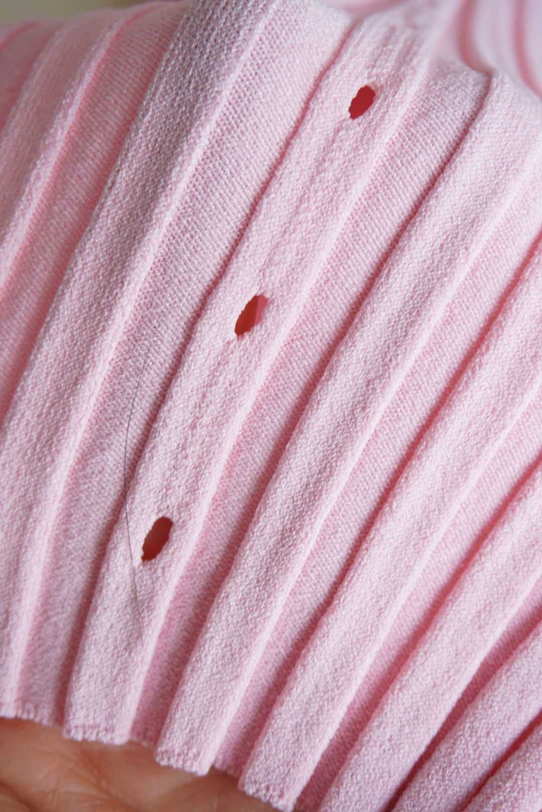 Helmut Lang Pink Ribbed Knit Slash Polo Top - Size Large
