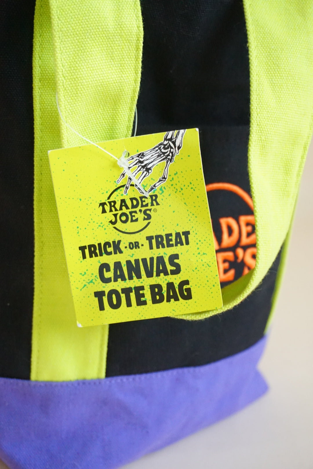 Trader Joe's Halloween Canvas Tote Mini Bag Limited Edition - Black Purple Green - NWT