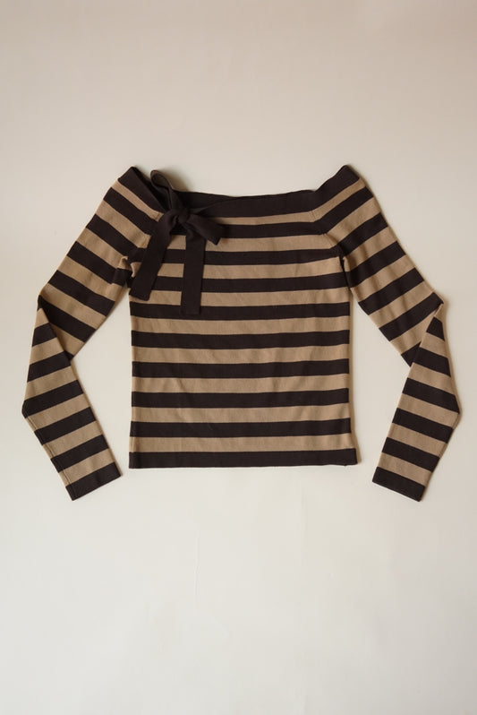 Michael Kors Striped Knit Bow Y2K Wool Top - Size XS