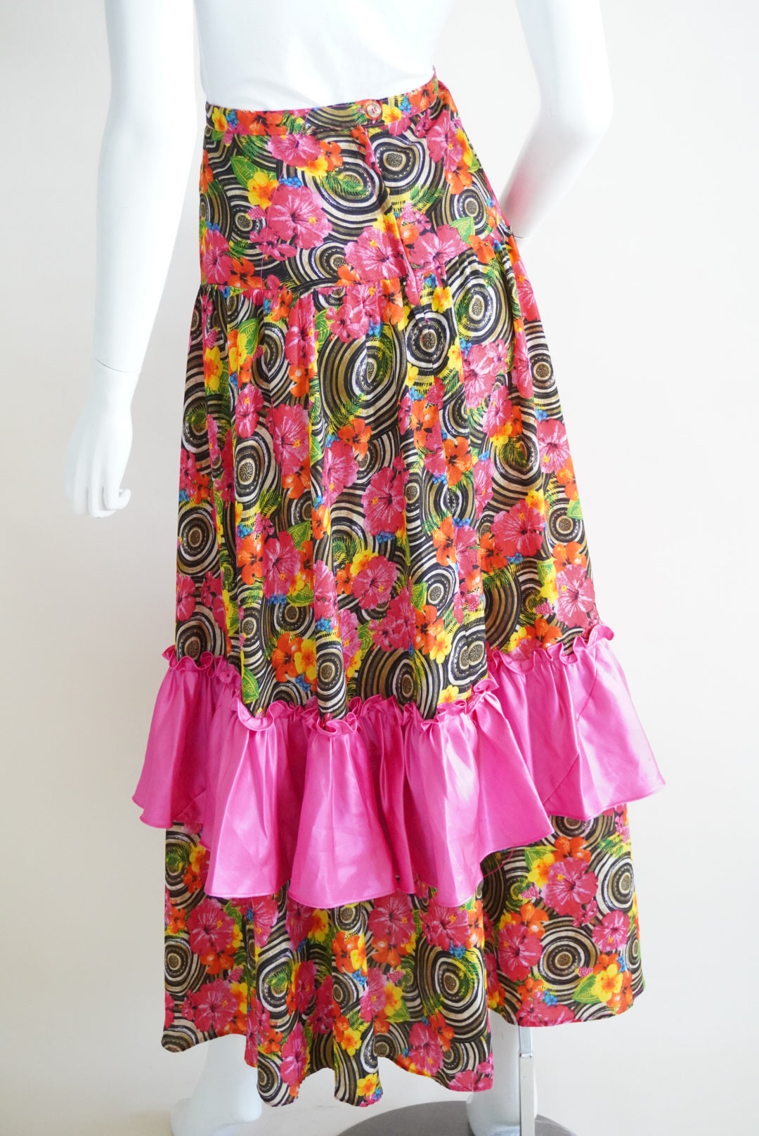 Unlabeled Flamenco Style Floral Maxi Tiered Ruffle Skirt