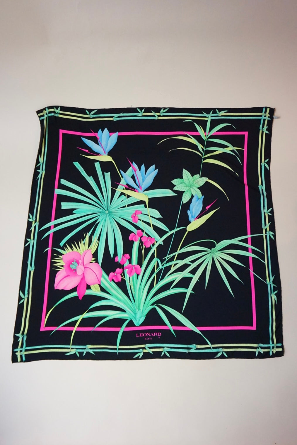 Leonard Paris Twill Silk Floral Bamboo Scarf