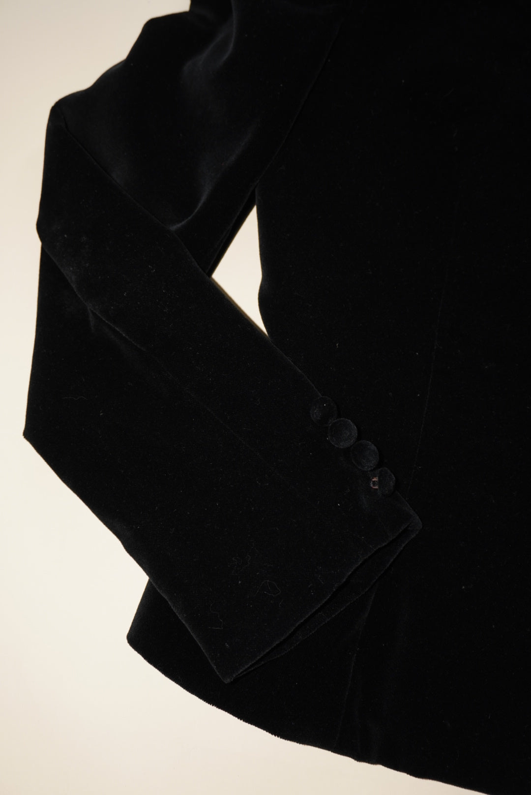 Pierre Cardin Vintage Victorian Style Cotton Black Velvet Collarless Blazer - Size 8
