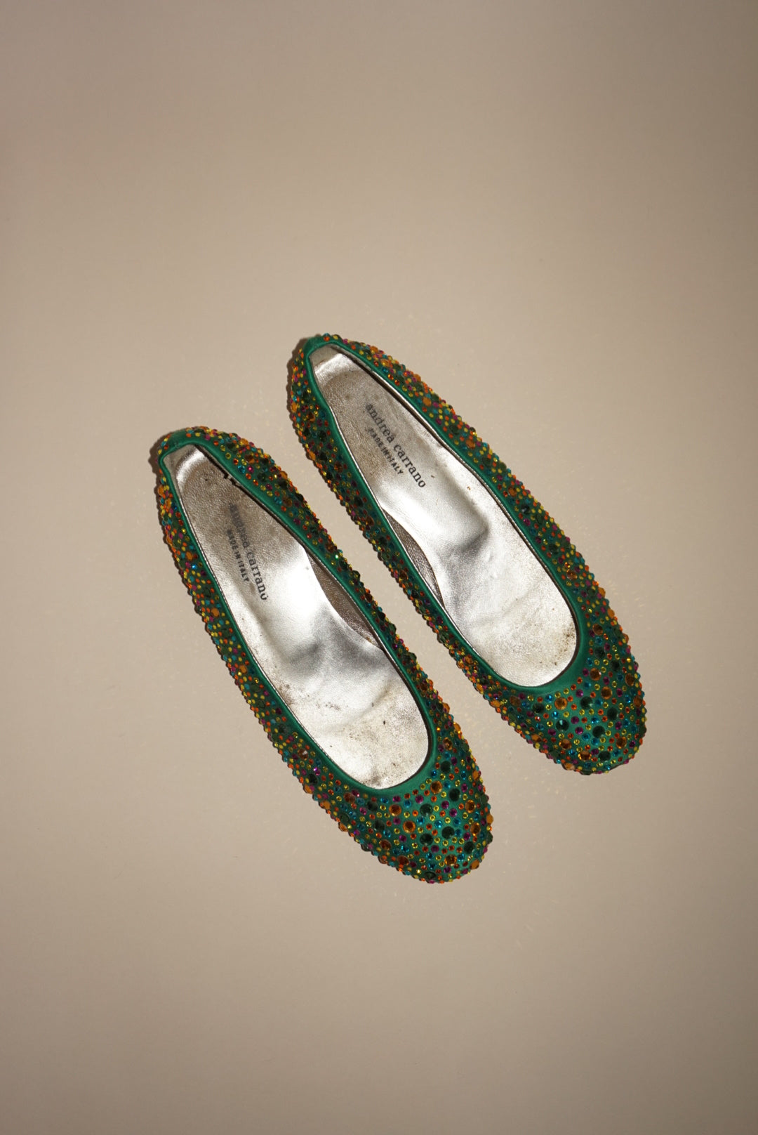 Andrea Carrano Green Rhinestone Ballet Flat - Size 40